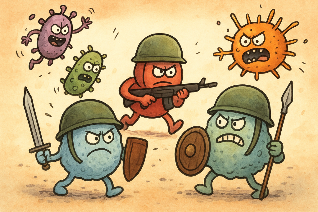 cellules du système immunitaire qui combattent des bactéries